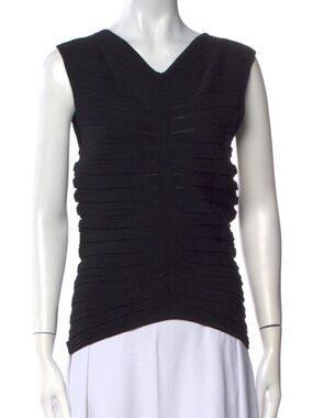 NWT Lapointe Black Sleeveless V-Neck Ruched Women's Top